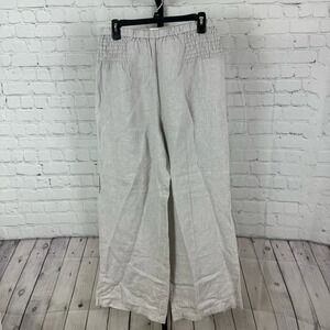 Sigrid Olsen Light Gray Wide Leg Linen Pants Pull On Size Large